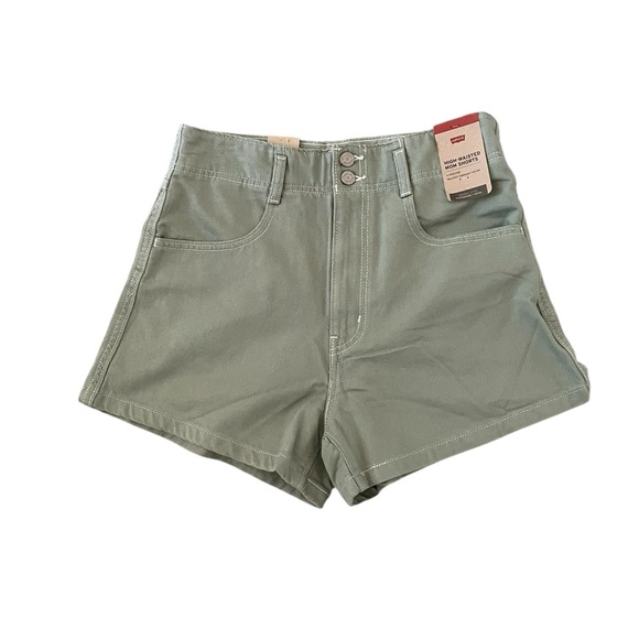 Levi’s HIGH-RISE MOM SHORTS Green Casual Shorts Size 30 - Picture 6 of 12